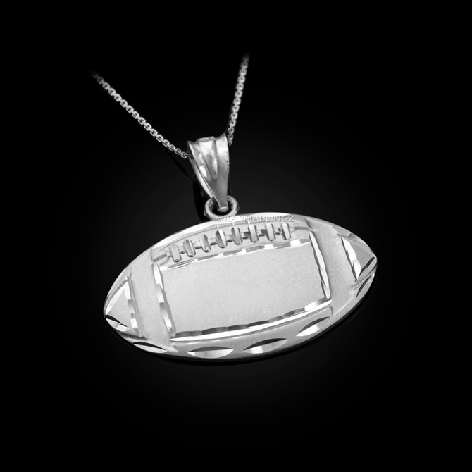 Satin DC Sterling Silver Football Pendant Necklace