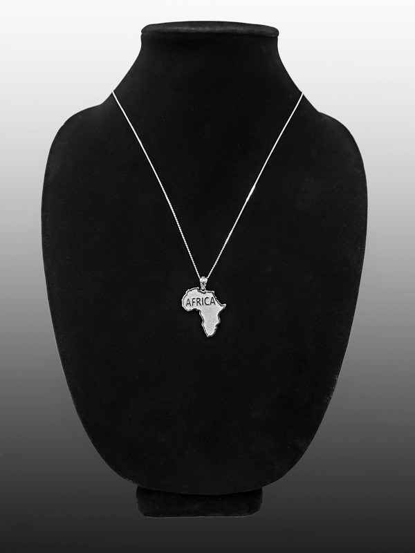 Africa Map Sterling Silver Pendant Necklace