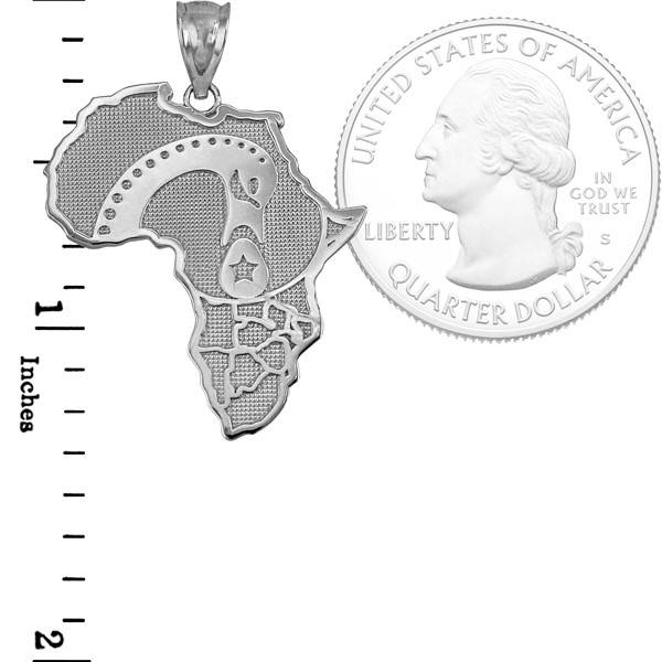 Sterling Silver Africa Map Adinkra Sankofa Pendant Necklace