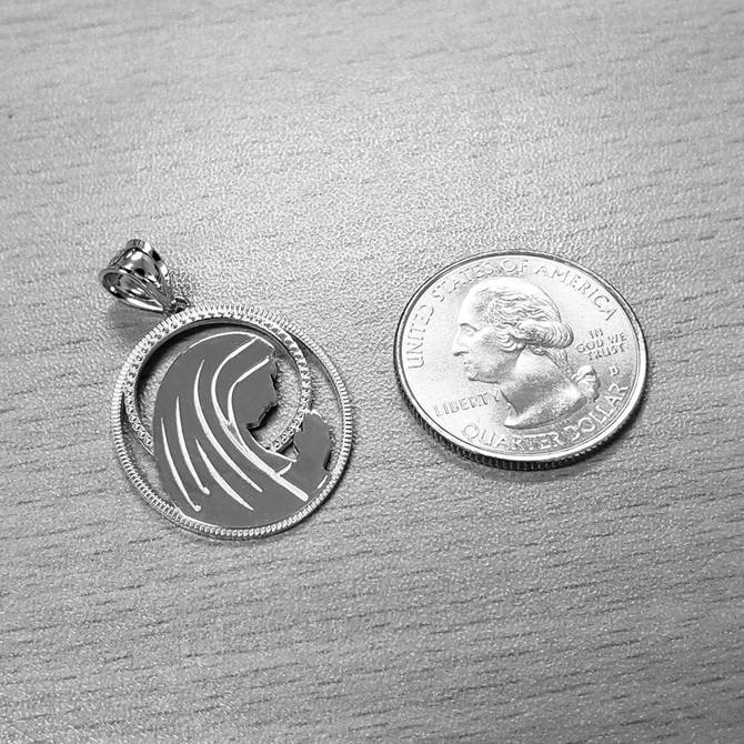 Sterling Silver Virgin Mary Silhouette Pendant Necklace