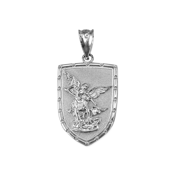 Sterling Silver St. Michael Shield Pendant Necklace