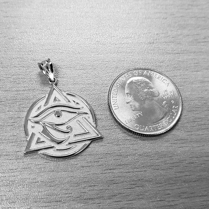 Sterling Silver Eye of Horus Illuminati Pendant Necklace