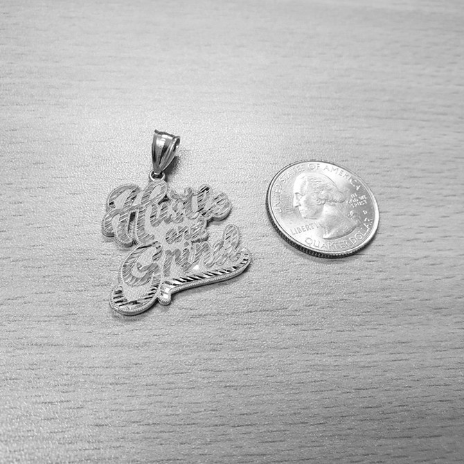 Sterling Silver HUSTLE AND GRIND Hip-Hop DC Pendant