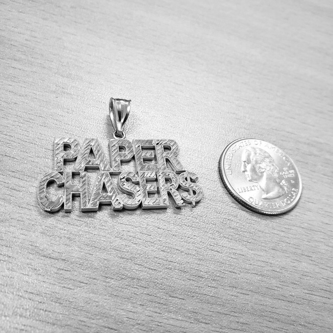 Sterling Silver PAPER CHASER$ Hip-Hop DC Pendant