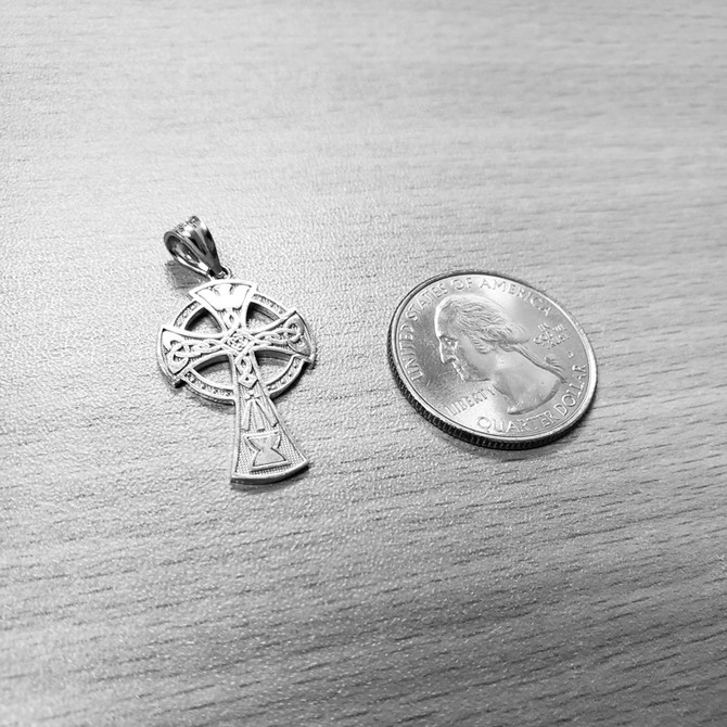 Celtic Cross Pendant Necklace in Sterling Silver