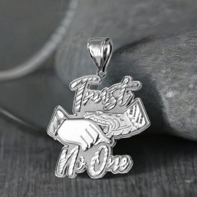 Sterling Silver TRUST NO ONE Hip-Hop Pendant