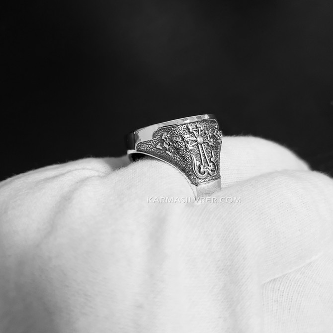 Sterling Silver Armenian Eternity Statement Ring Oxidized finish