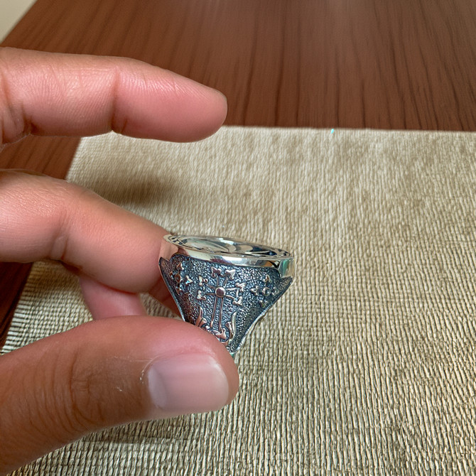 Sterling Silver Armenian Eternity Statement Ring Oxidized finish