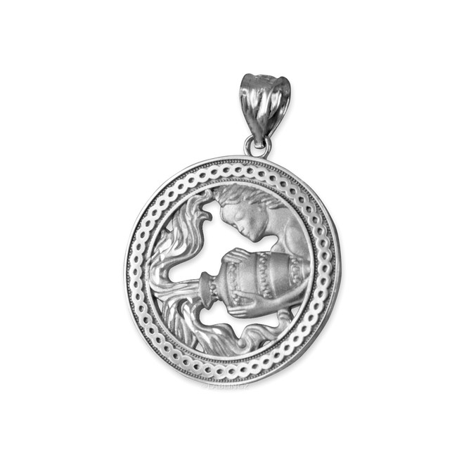 Sterling Silver Zodiac Medallion Satin DC Pendant Necklace