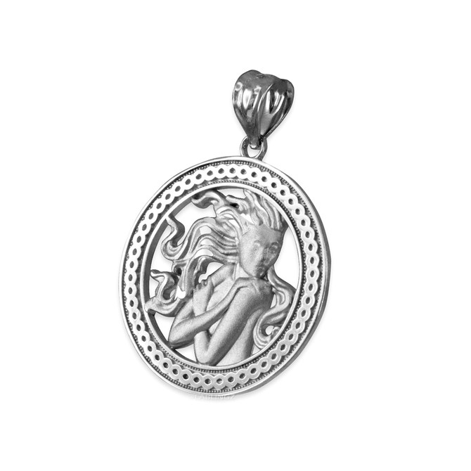 Sterling Silver Zodiac Medallion Satin DC Pendant Necklace