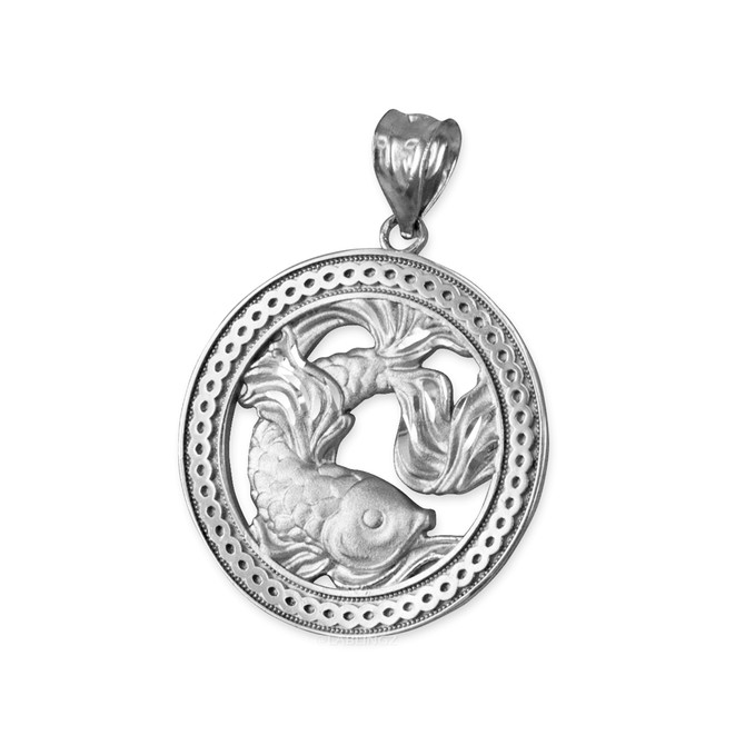 Sterling Silver Zodiac Medallion Satin DC Pendant Necklace