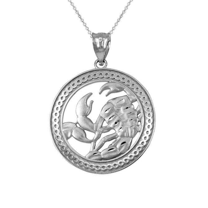 Sterling Silver Zodiac Medallion Satin DC Pendant Necklace