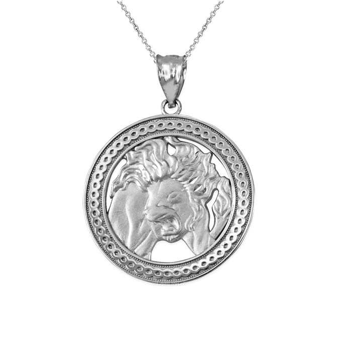 Sterling Silver Zodiac Medallion Satin DC Pendant Necklace