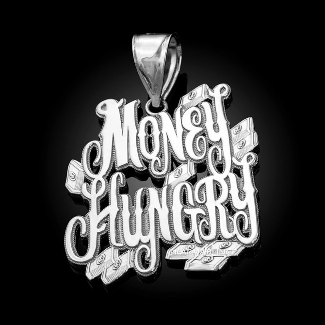 Sterling Silver MONEY HUNGRY Hip-Hop Pendant