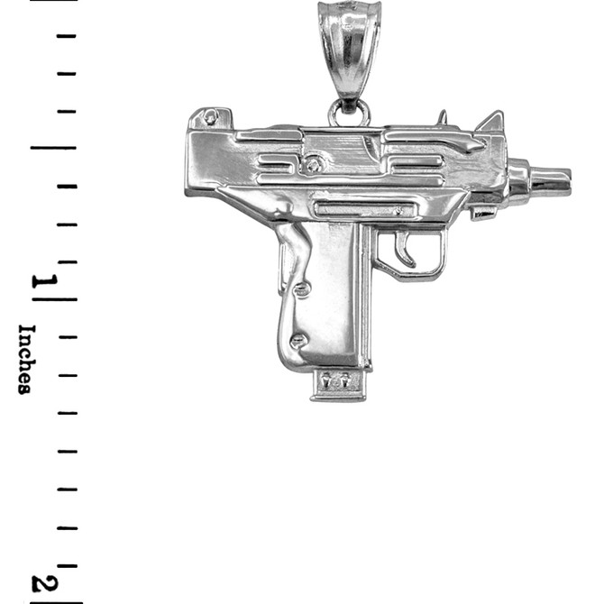 Sterling Silver Uzi Submachine Gun Pendant