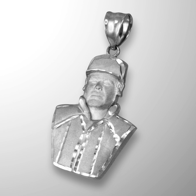 Sterling Silver El Chapo Guzman Satin DC Pendant