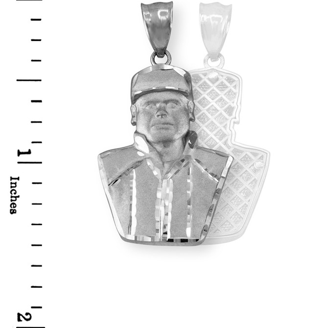 Sterling Silver El Chapo Guzman Satin DC Pendant