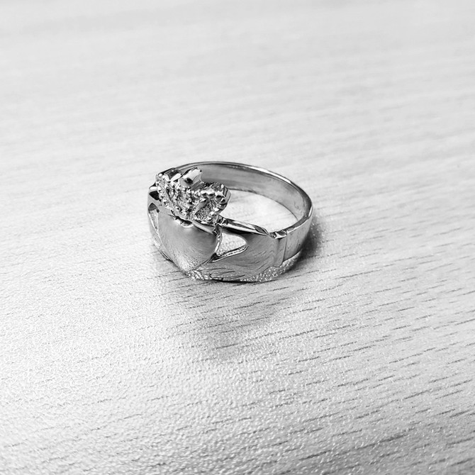 Sterling Silver Mens Claddagh CZ Birthstone Ring