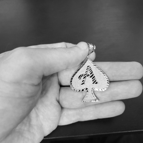 Sterling Silver Ace of Spades Hip-Hop DC Pendant