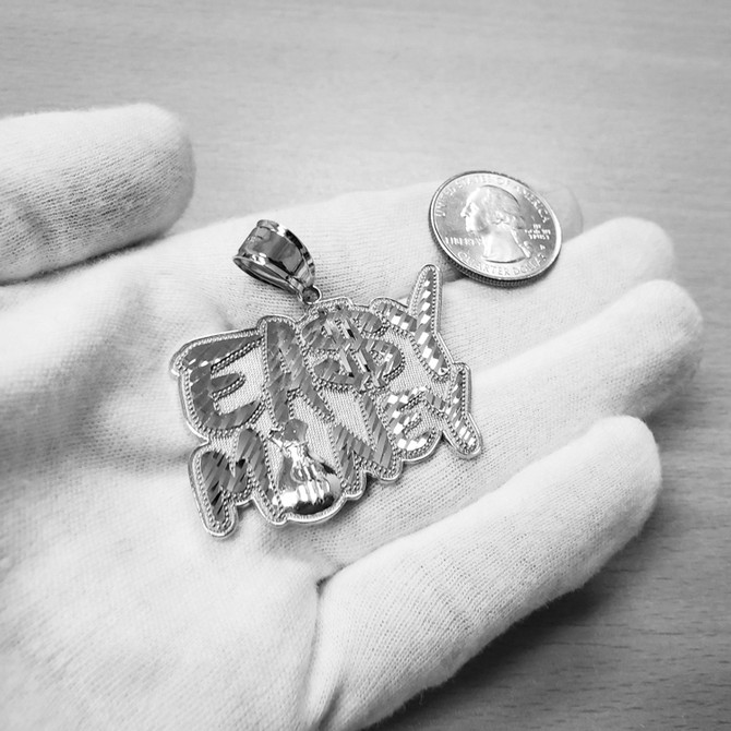 Sterling Silver EASY MONEY Cash Bag Hip-Hop DC Pendant