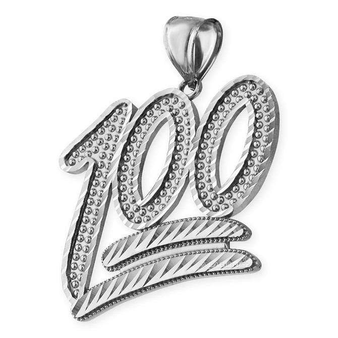 Sterling Silver 100 Emoji Sparkle-cut Pendant