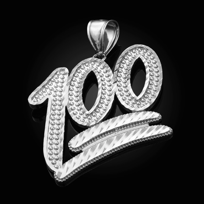 Sterling Silver 100 Emoji Sparkle-cut Pendant