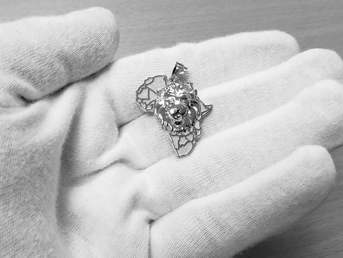 Sterling Silver Africa Lion Pendant Necklace