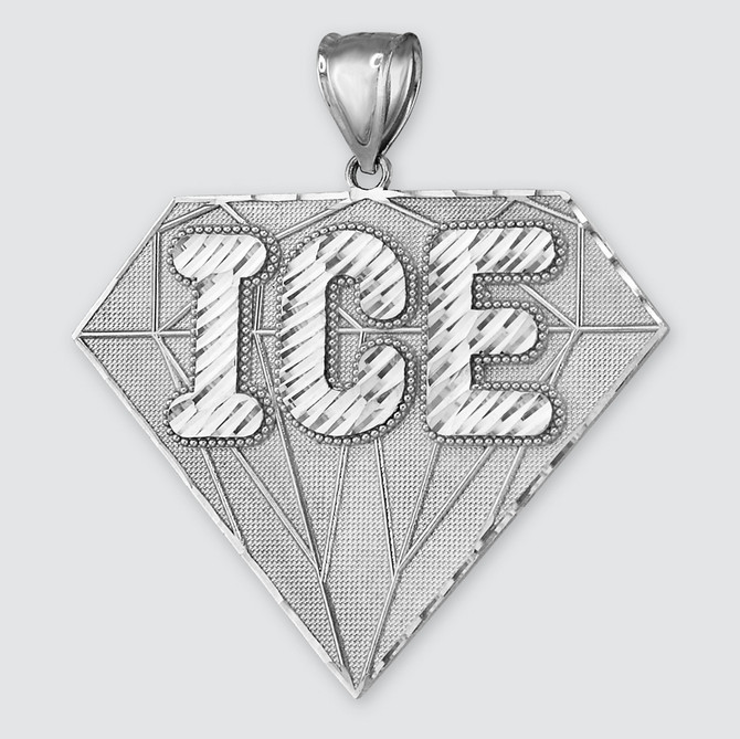 Sterling Silver ICE Bling Diamond-shape Hip-Hop Pendant