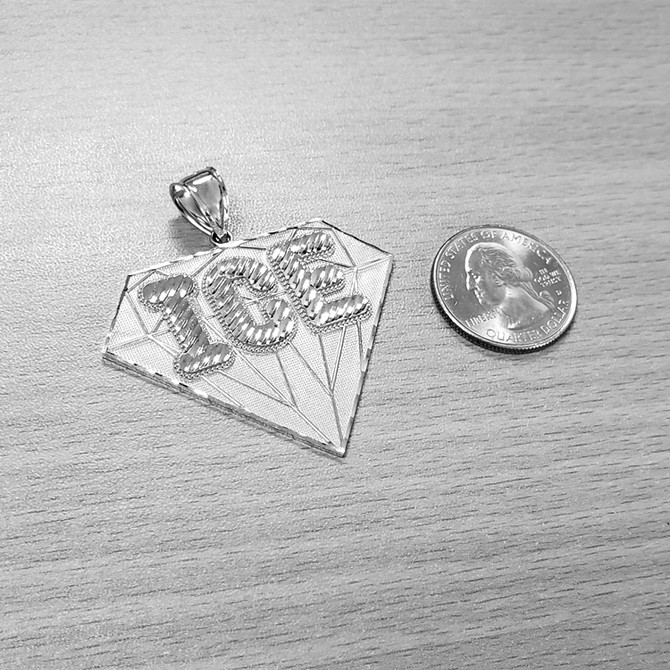 Sterling Silver ICE Bling Diamond-shape Hip-Hop Pendant