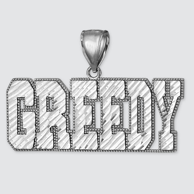 Mens Sterling Silver GREEDY Hip-hop DC Pendant
