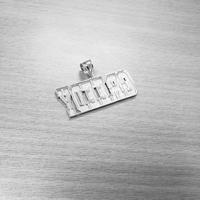 Mens Sterling Silver GREEDY Hip-hop DC Pendant