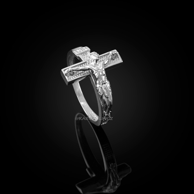 Silver Crucifix Cross Ring