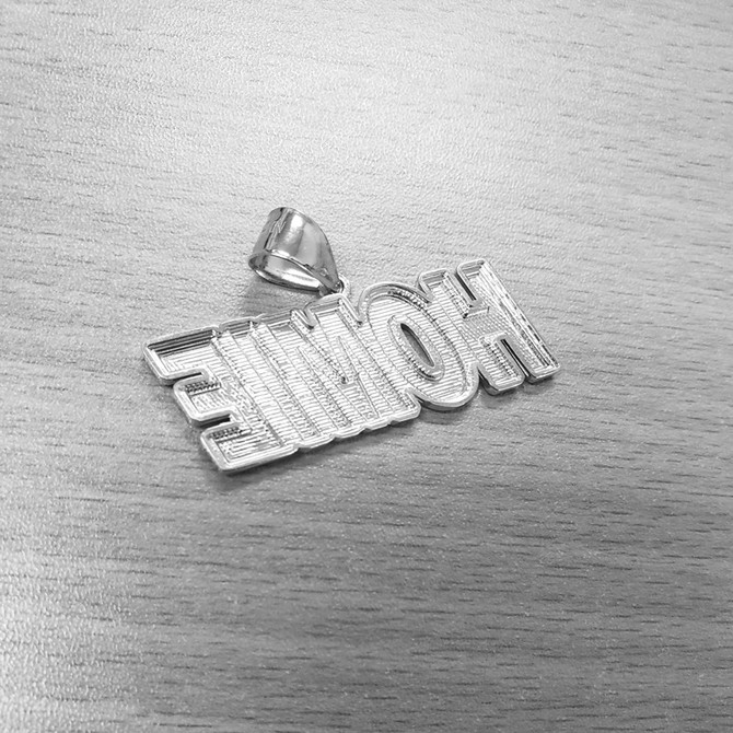 Mens Sterling Silver HOMIE Hip-hop DC Pendant