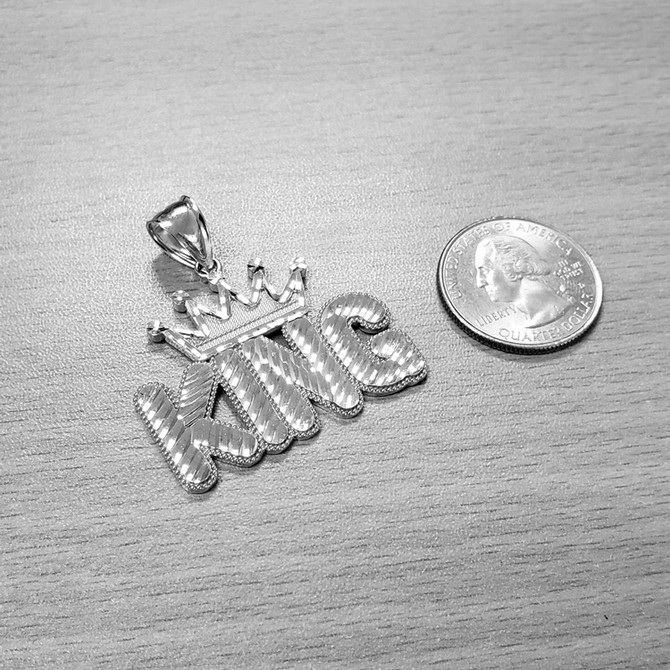 Sterling Silver Crown King Mens Hip-Hop DC Pendant