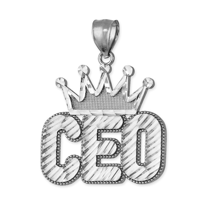Sterling Silver Crown CEO Mens Hip-Hop DC Pendant