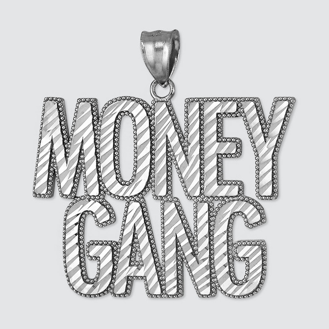 Sterling Silver MONEY GANG Hip-Hop DC Pendant