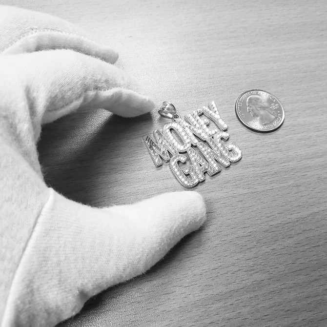 Sterling Silver MONEY GANG Hip-Hop DC Pendant
