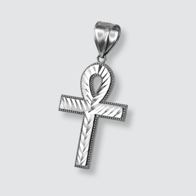 Sterling Silver Ankh Cross DC Hip-Hop Pendant (S/L)