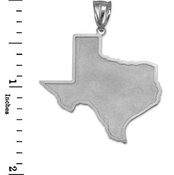 Sterling Silver Mens Large Texas State Map Pendant