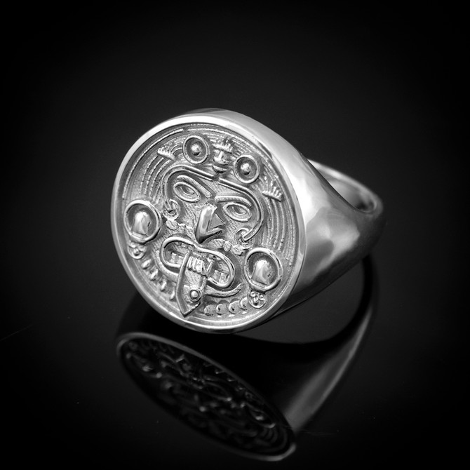 Sterling Silver Aztec Mayan Sun Ring