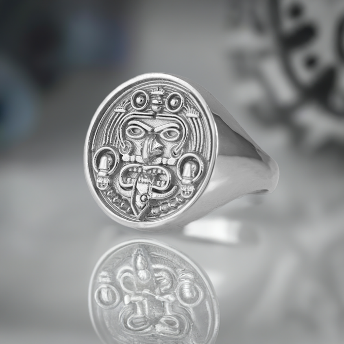Sterling Silver Aztec Mayan Sun Ring