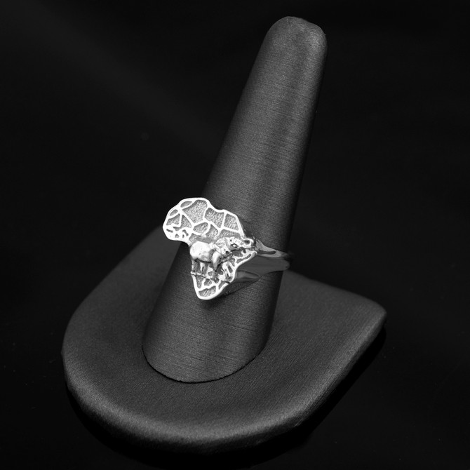 Sterling Silver Africa Elephant Ring