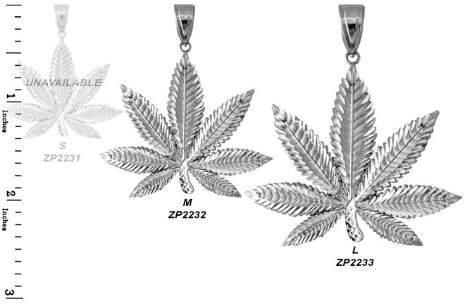 Sterling Silver Marijuana Leaf DC Pendant (2 sizes)