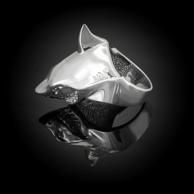 Sterling Silver 3D Shark Jaws Statement Ring