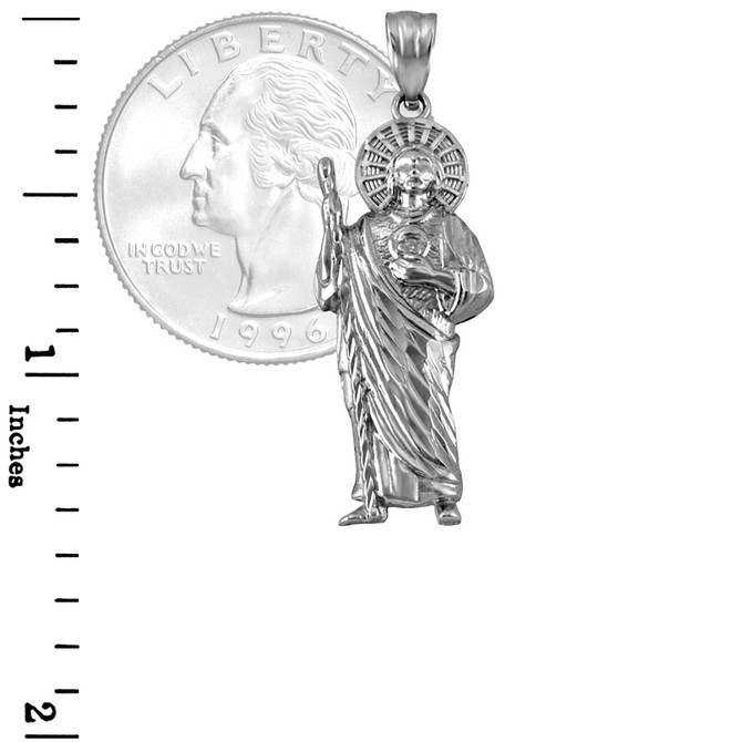 Sterling Silver Saint Jude Sparkle-cut Pendant Necklace