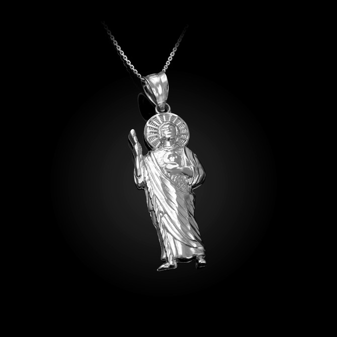 Sterling Silver Saint Jude Sparkle-cut Pendant Necklace