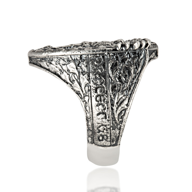 Sterling Silver Saint Michael Archangel Protect Us Shield Men's Signet Ring
