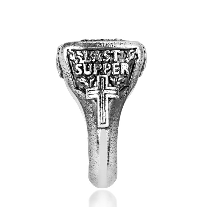 Sterling Silver Biblical Last Supper Pray For Us Men's Signet Ring