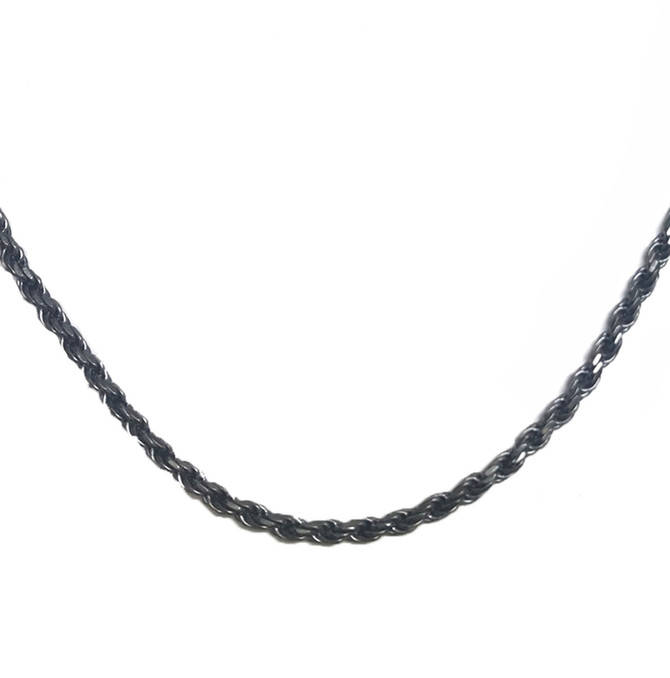 Sterling Silver  Antique Vintage Oxidized  3.5 mm Rope Chain