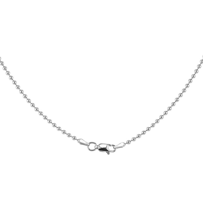 Sterling Silver 34 Inch Italian Round Bead Link Chain 2.2 mm
